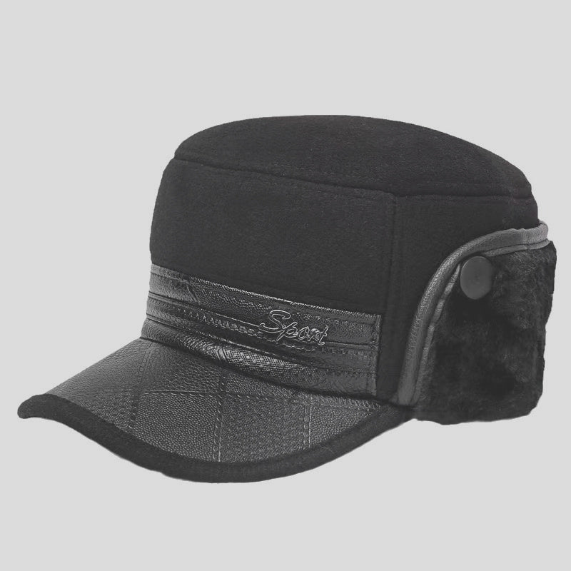 Men's Winter Flat Top Velvet Ear Protection Hat