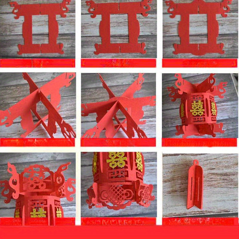 2pcs Small Fu Character Red Lantern Wedding Chinese Year Decoration