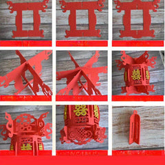 2pcs Small Fu Character Red Lantern Wedding Chinese Year Decoration