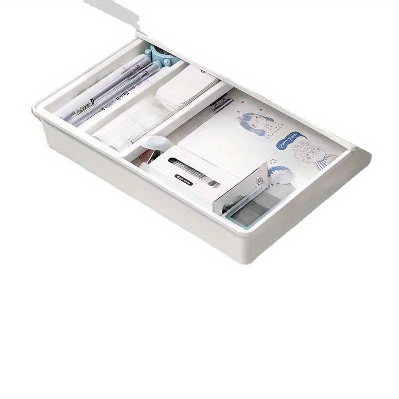 Desk Under Drawer Storage Box Hidden Desk Organizer - No Hole Installation
