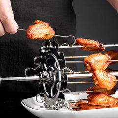 Heat Resistant BBQ Roaster With Stainless Steel Meat Skewer