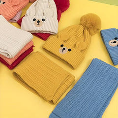 2pcs Baby Winter Hat & Scarf Set, Knitted Warm Keeping Set for Boys And Girls