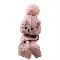 2pcs Baby Winter Hat & Scarf Set, Knitted Warm Keeping Set for Boys And Girls