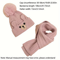 2pcs Baby Winter Hat & Scarf Set, Knitted Warm Keeping Set for Boys And Girls