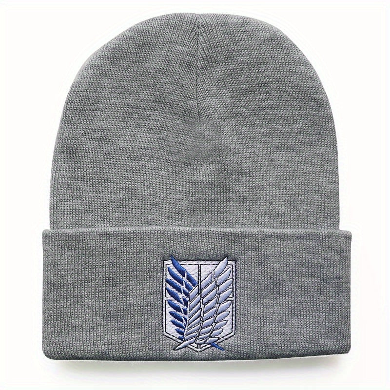 Embroidered Knitted Beanie Hat Winter Ear Protection Warm Hat