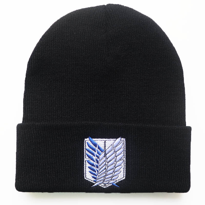 Embroidered Knitted Beanie Hat Winter Ear Protection Warm Hat