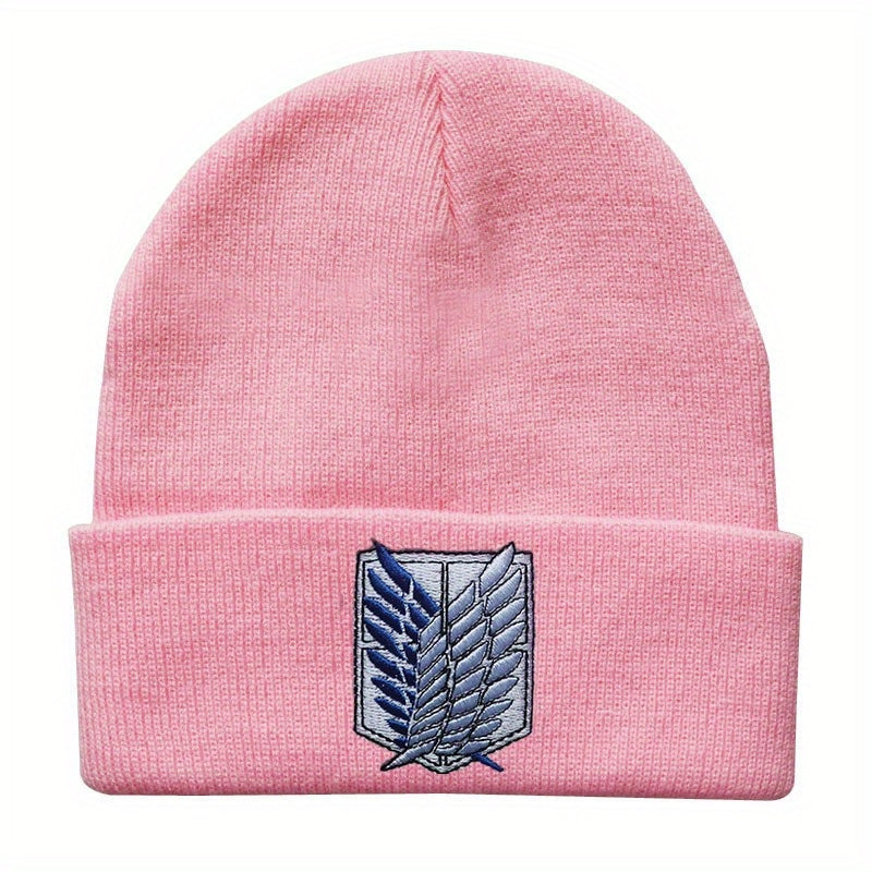 Embroidered Knitted Beanie Hat Winter Ear Protection Warm Hat
