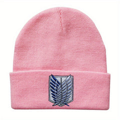 Embroidered Knitted Beanie Hat Winter Ear Protection Warm Hat