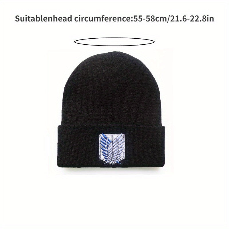Embroidered Knitted Beanie Hat Winter Ear Protection Warm Hat