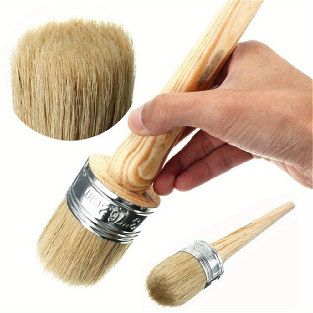 Round Bristle Chalk Paint Brush Wooden Handle