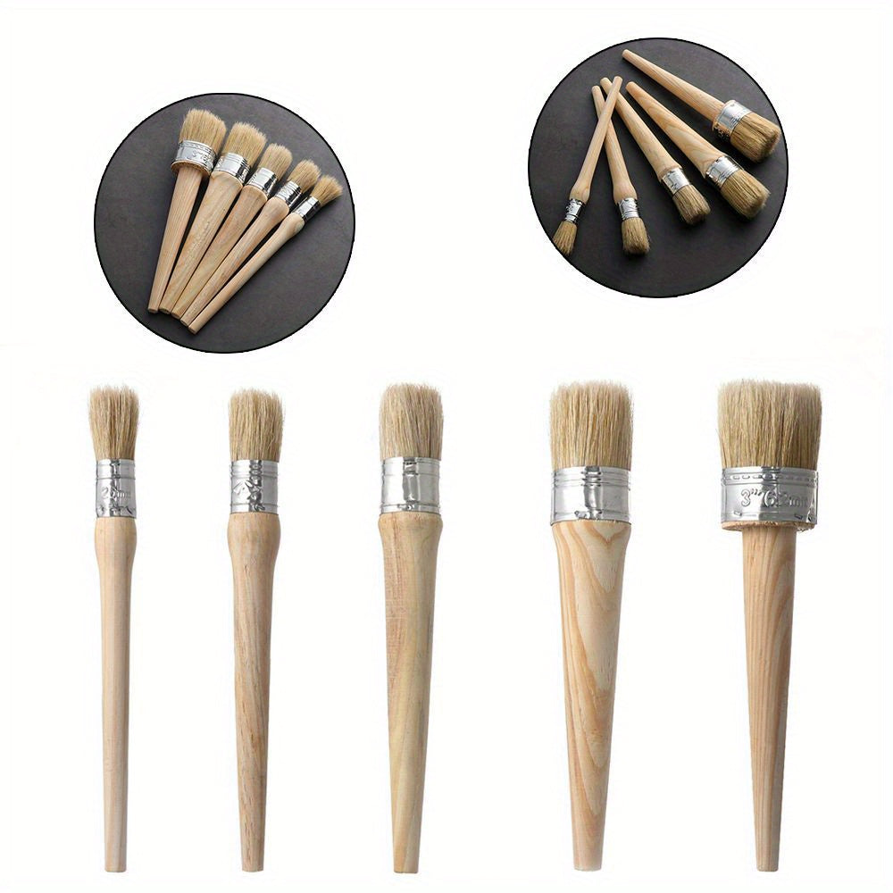 Round Bristle Chalk Paint Brush Wooden Handle