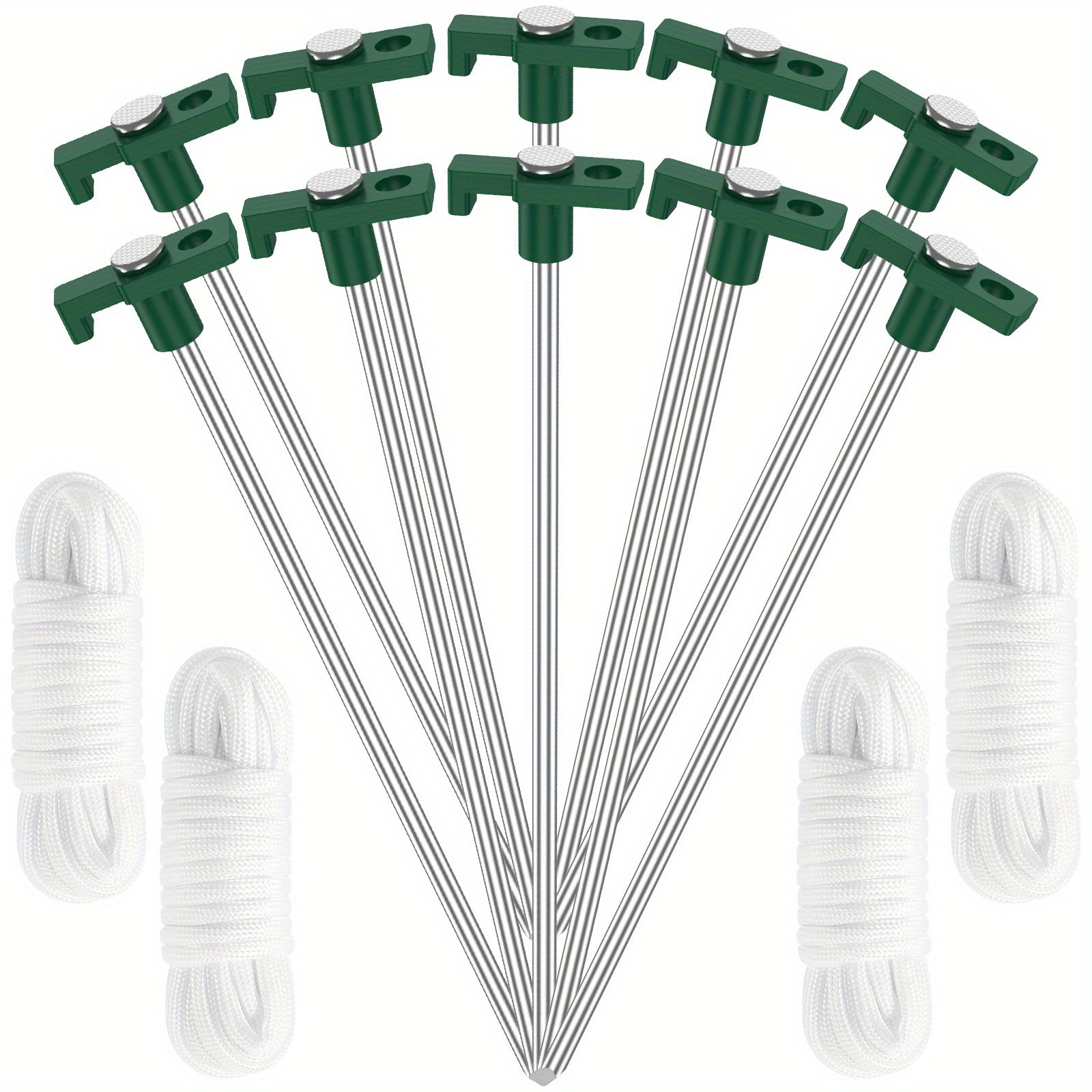 10pcs Tent Stakes Set Metal Camping Ground Pegs Windproof Reusable
