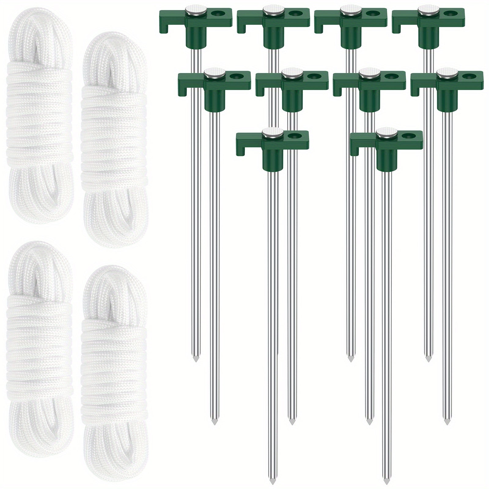 10pcs Tent Stakes Set Metal Camping Ground Pegs Windproof Reusable