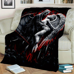 1pc Demon Angel Flannel Blanket Cozy Soft Blanket For Travelling