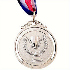 3 Zinc Alloy Award Medals with Neck Ribbons, Sports Games Competition