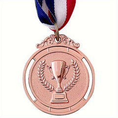 3 Zinc Alloy Award Medals with Neck Ribbons, Sports Games Competition