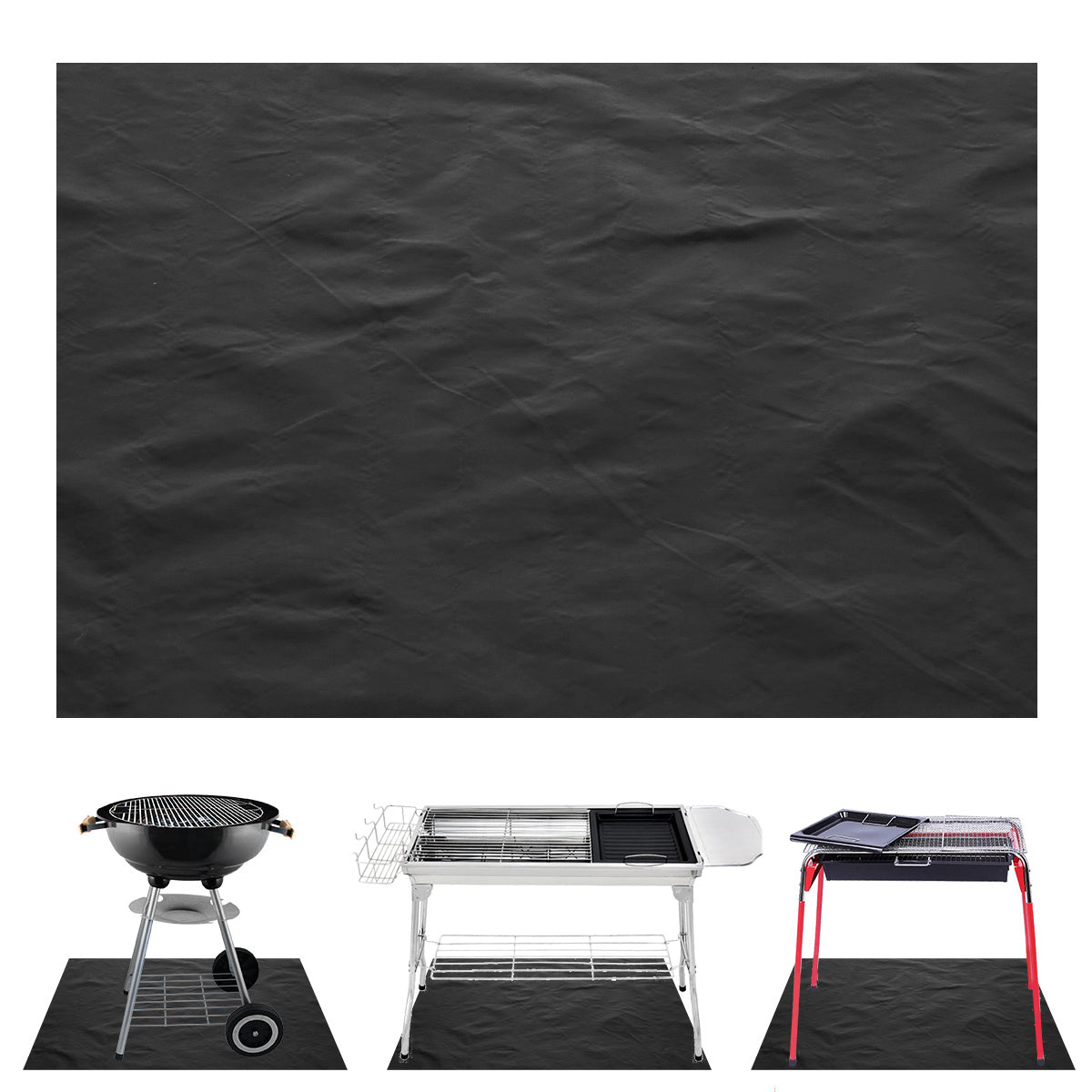Portable Fireproof Grill Pad Square Heat Resistant Mat for Outdoor BBQ