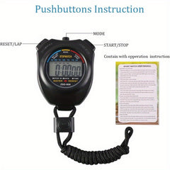 Digital Sport Stopwatch & Whistle Sports Timer Clock Calendar LCD Display