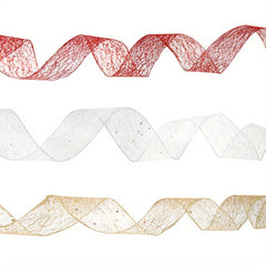 2M Transparent Mesh Christmas Ribbon for Gift Wrapping Party Decoration