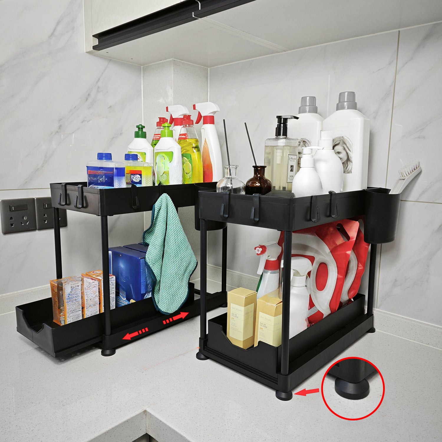 Sliding Storage Rack Kitchen Organizer Double Layer