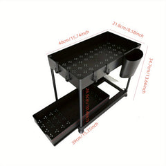 Sliding Storage Rack Kitchen Organizer Double Layer