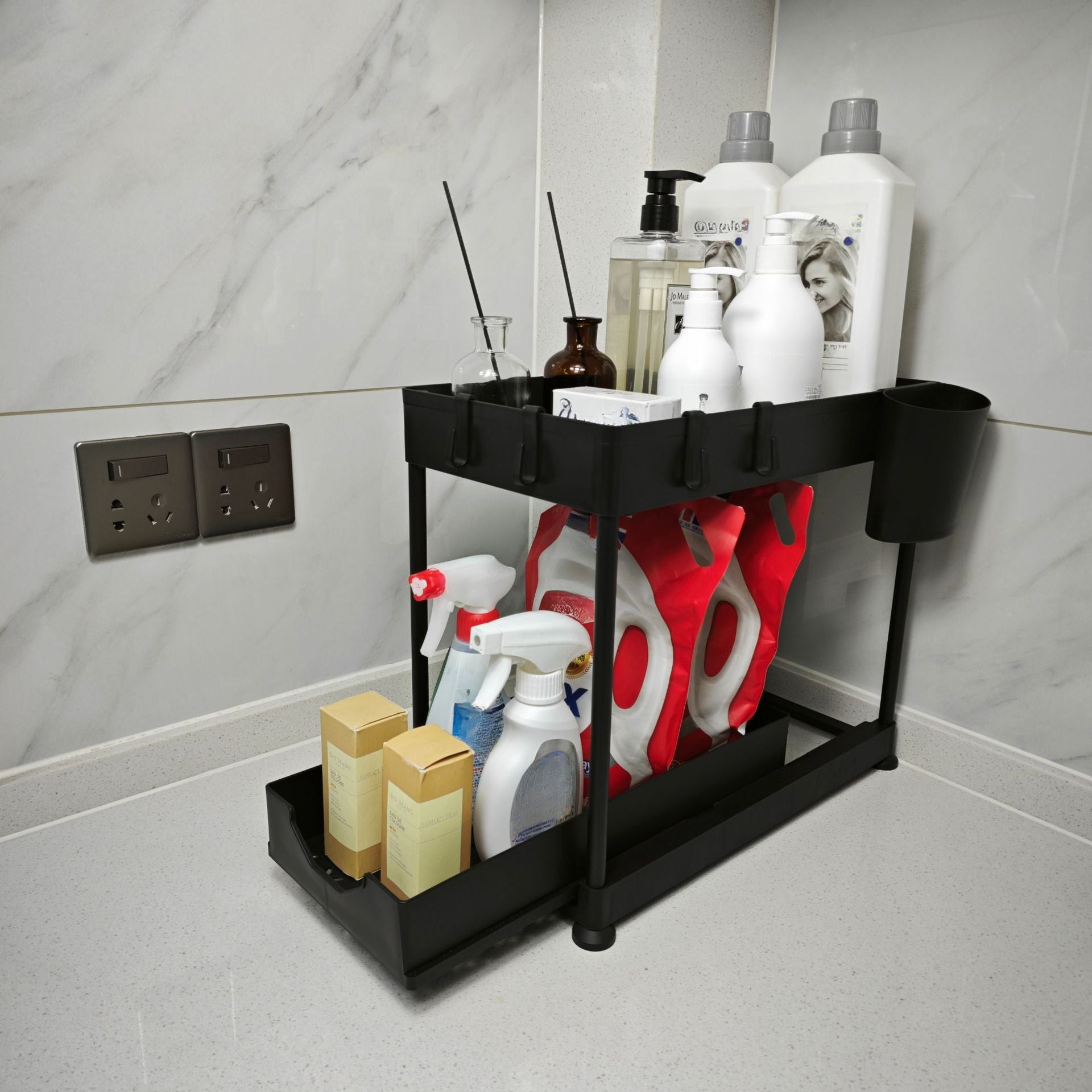 Sliding Storage Rack Kitchen Organizer Double Layer