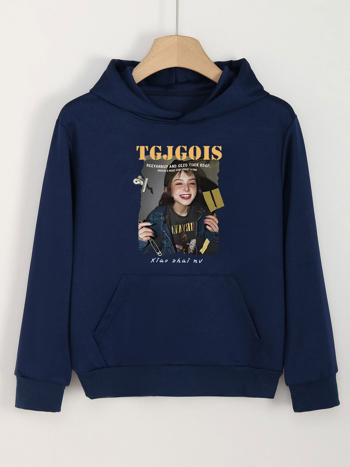 Girls Hoodies Photo Print Comfy Hooded Pullover Top With Pocket