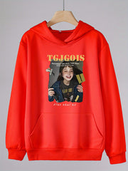 Girls Hoodies Photo Print Comfy Hooded Pullover Top With Pocket