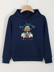 Girls Duck Man Print Hoodies Comfy Hooded Pullover Top With Pocket