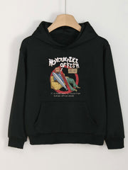 Girls Fishing Man Print Hoodies Comfy Hooded Pullover Top With Pocket