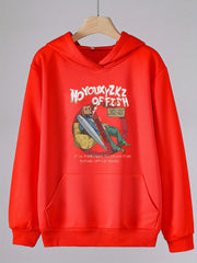 Girls Fishing Man Print Hoodies Comfy Hooded Pullover Top With Pocket