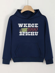 Girls 1990 Print Hoodies Comfy Hooded Pullover Top With Pocket