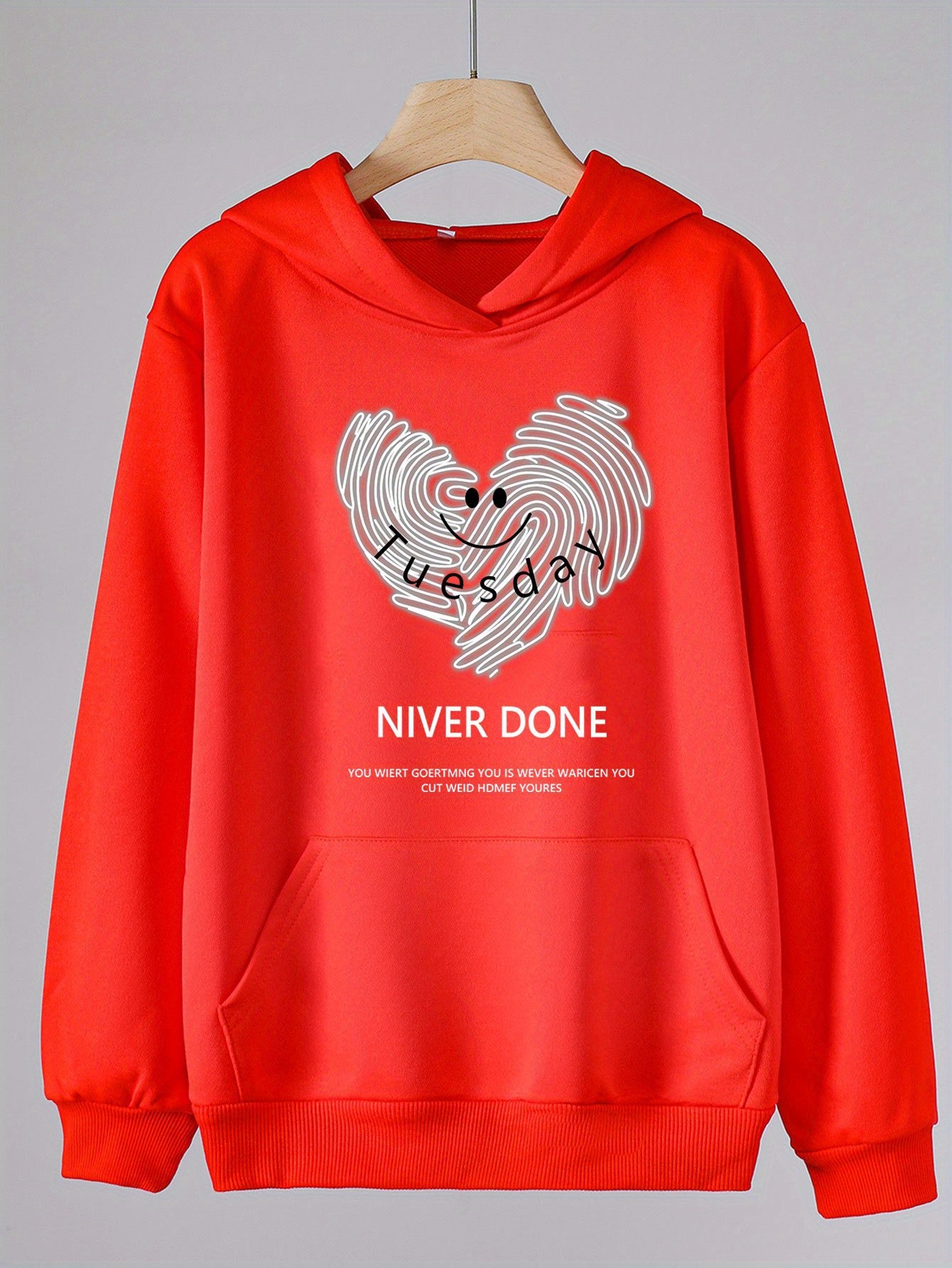 Girls Heart Graphic Print Hoodies Comfy Hooded Pullover Top