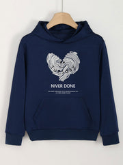 Girls Heart Graphic Print Hoodies Comfy Hooded Pullover Top