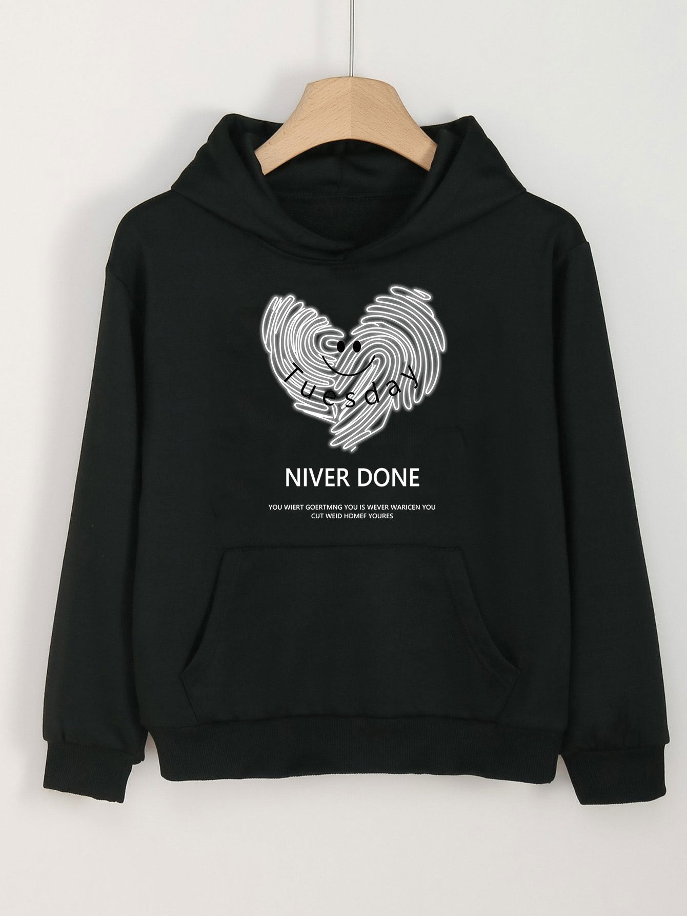 Girls Heart Graphic Print Hoodies Comfy Hooded Pullover Top