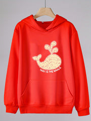 Girls Cartoon Whale Print Hoodies Comfy Hooded Pullover Top