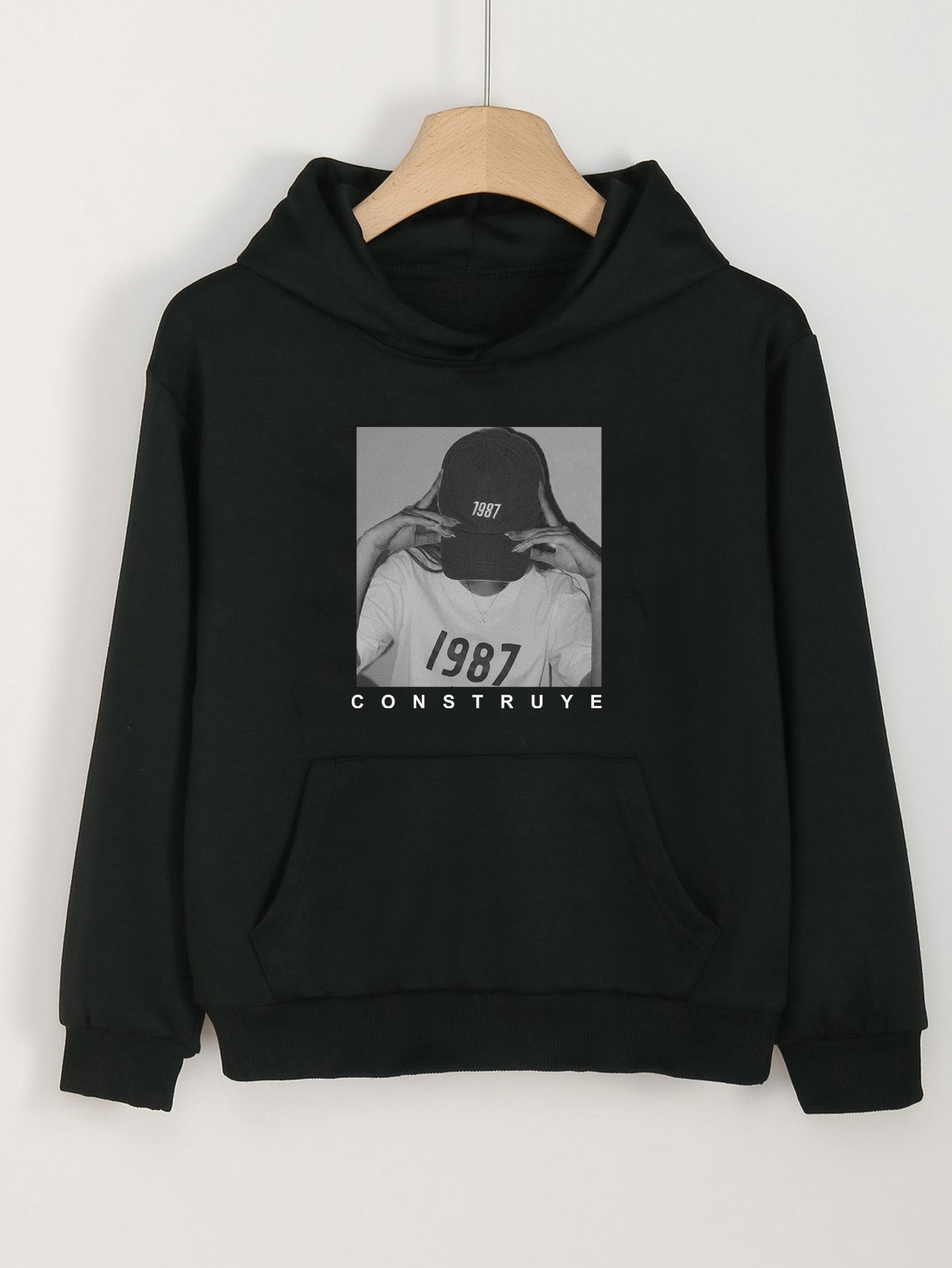Girls Photo Print Hoodies Comfy Hooded Pullover Top With Pocket