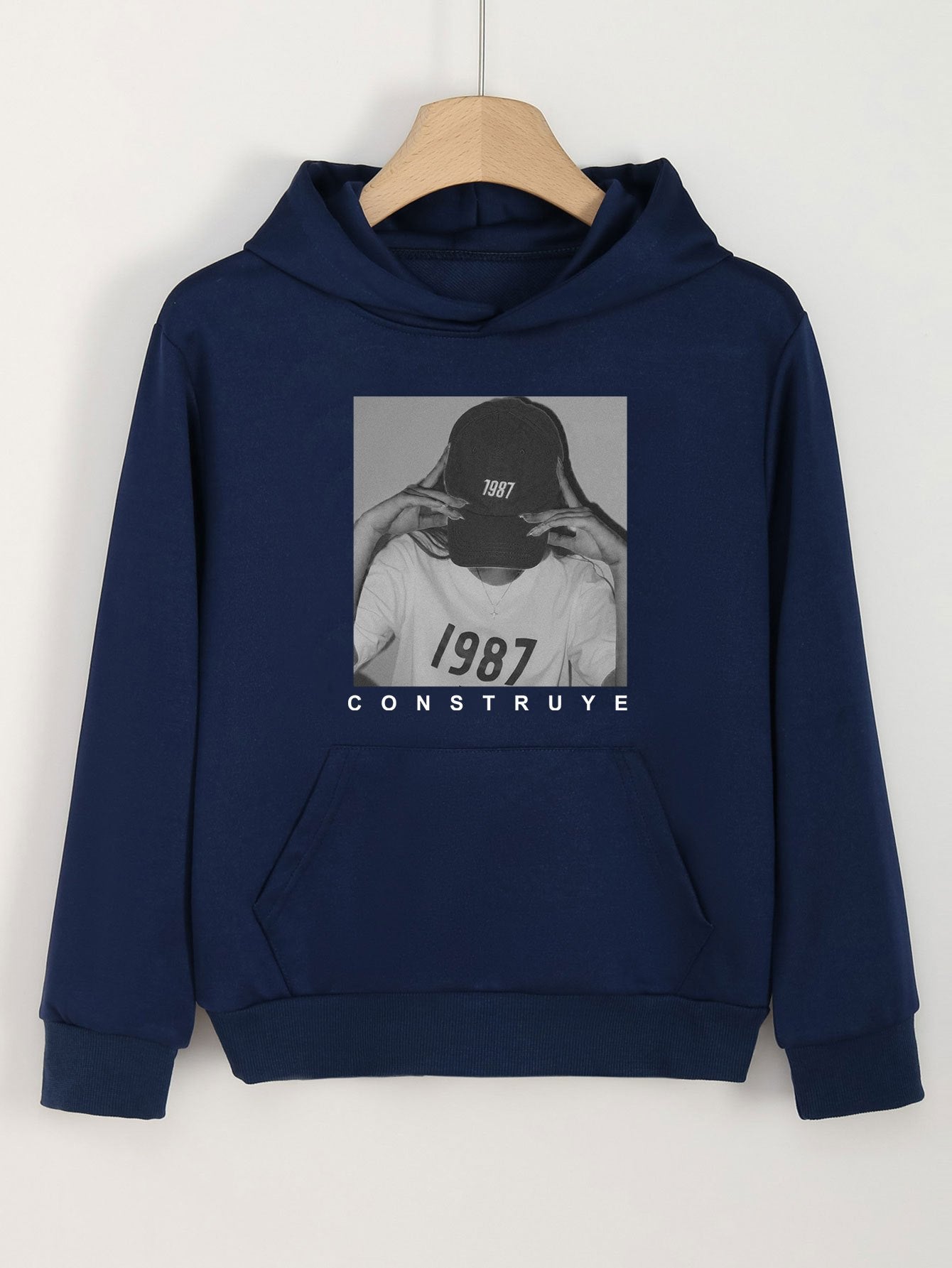 Girls Photo Print Hoodies Comfy Hooded Pullover Top With Pocket