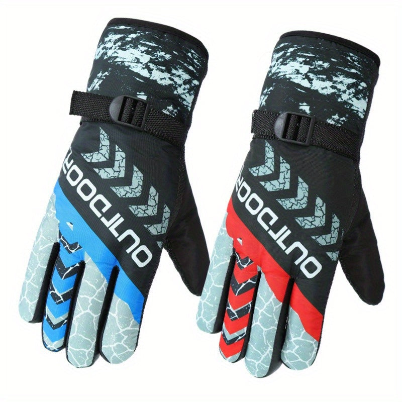 Winter Warm Gloves Thickened & Lengthened Skiing Gloves Non Slip Cycling Gloves