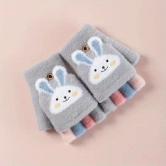Winter Half Finger Gloves Warm Soft Knit Fingerless Mittens