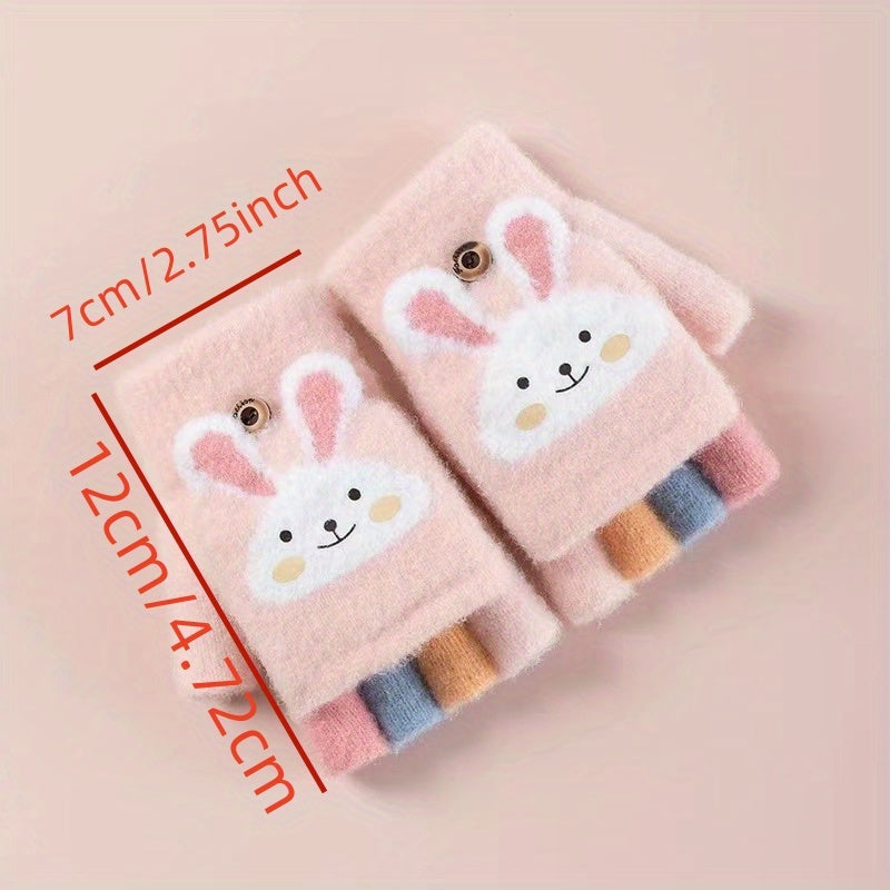 Winter Half Finger Gloves Warm Soft Knit Fingerless Mittens