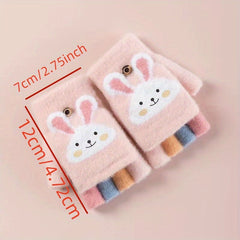 Winter Half Finger Gloves Warm Soft Knit Fingerless Mittens