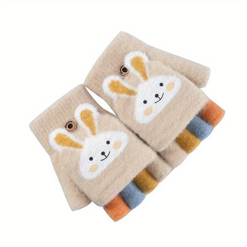 Winter Half Finger Gloves Warm Soft Knit Fingerless Mittens