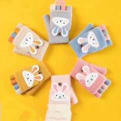 Winter Half Finger Gloves Warm Soft Knit Fingerless Mittens