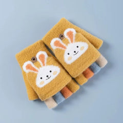 Winter Half Finger Gloves Warm Soft Knit Fingerless Mittens