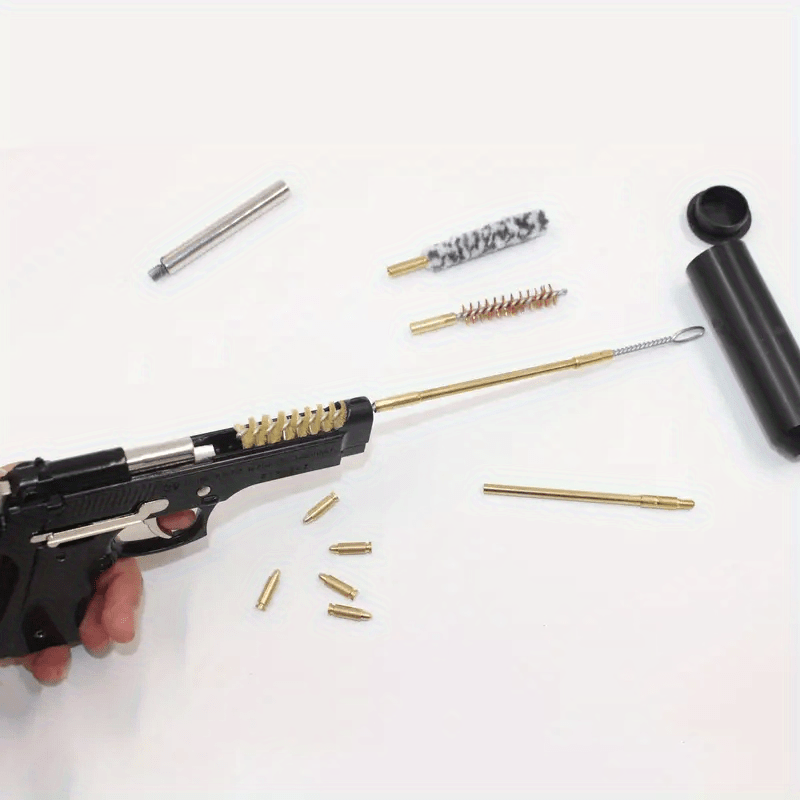 7pcs Portable Cleaning Kit Rod Brass Bristles Brush For Cal 38 357 9mm