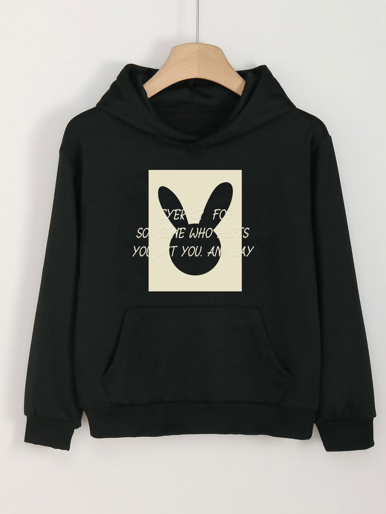 Girls Bunny & Letter Graphic Hoodies Hooded Sweatshirt Spring Fall Gift
