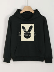 Girls Bunny & Letter Graphic Hoodies Hooded Sweatshirt Spring Fall Gift