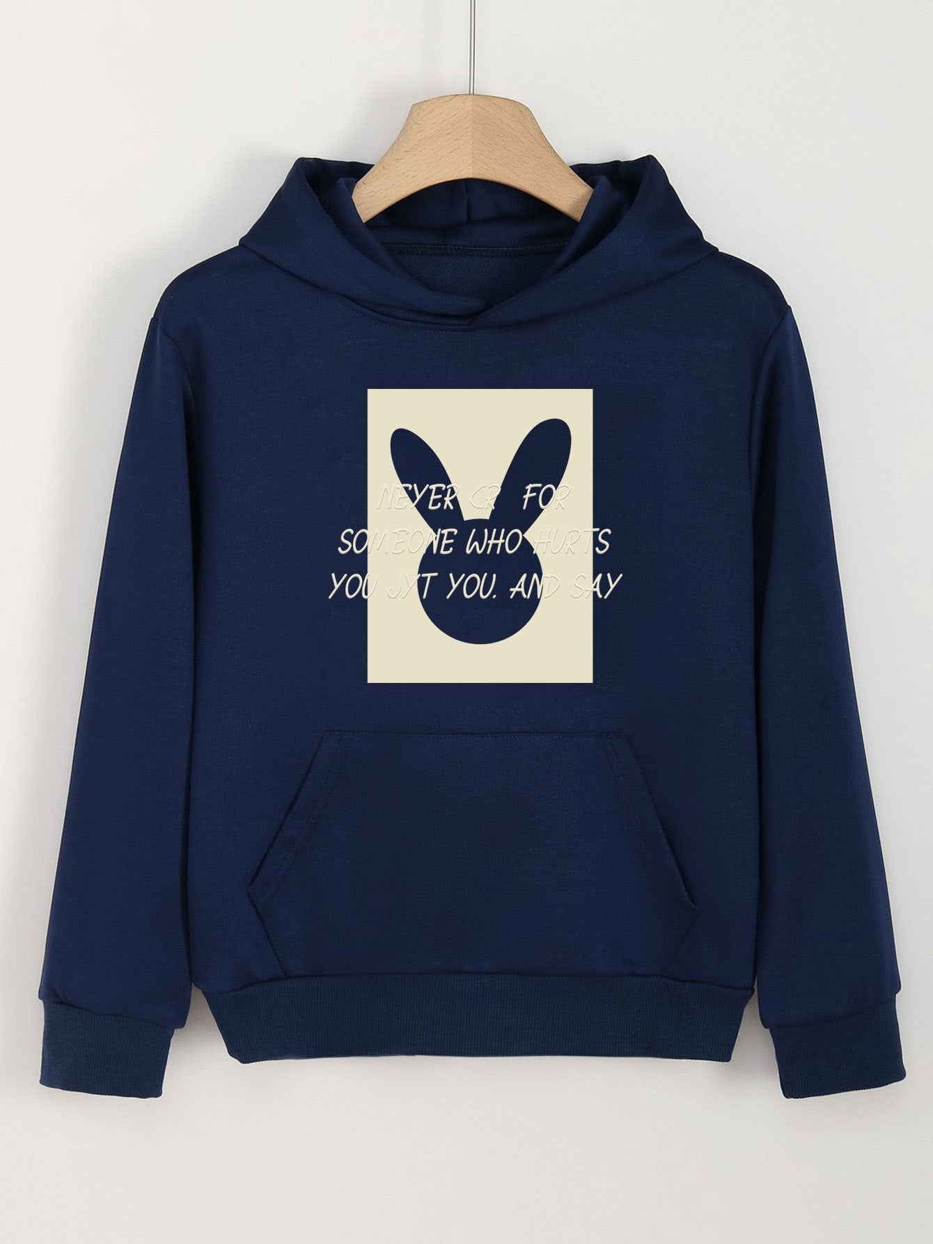 Girls Bunny & Letter Graphic Hoodies Hooded Sweatshirt Spring Fall Gift