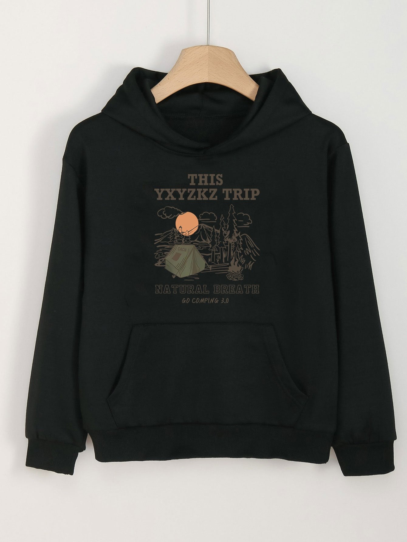Camping Trip Graphic Hoodies Girls Comfy Hooded Sweatshirt With Pocket